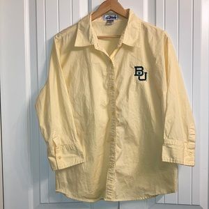 Yellow Baylor university button down three-quarter length sleeve
